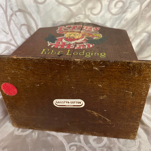 Vintage 1970's The King Of Arms Small Wooden Coaster Set Kings Pub. - Picture 5 of 10